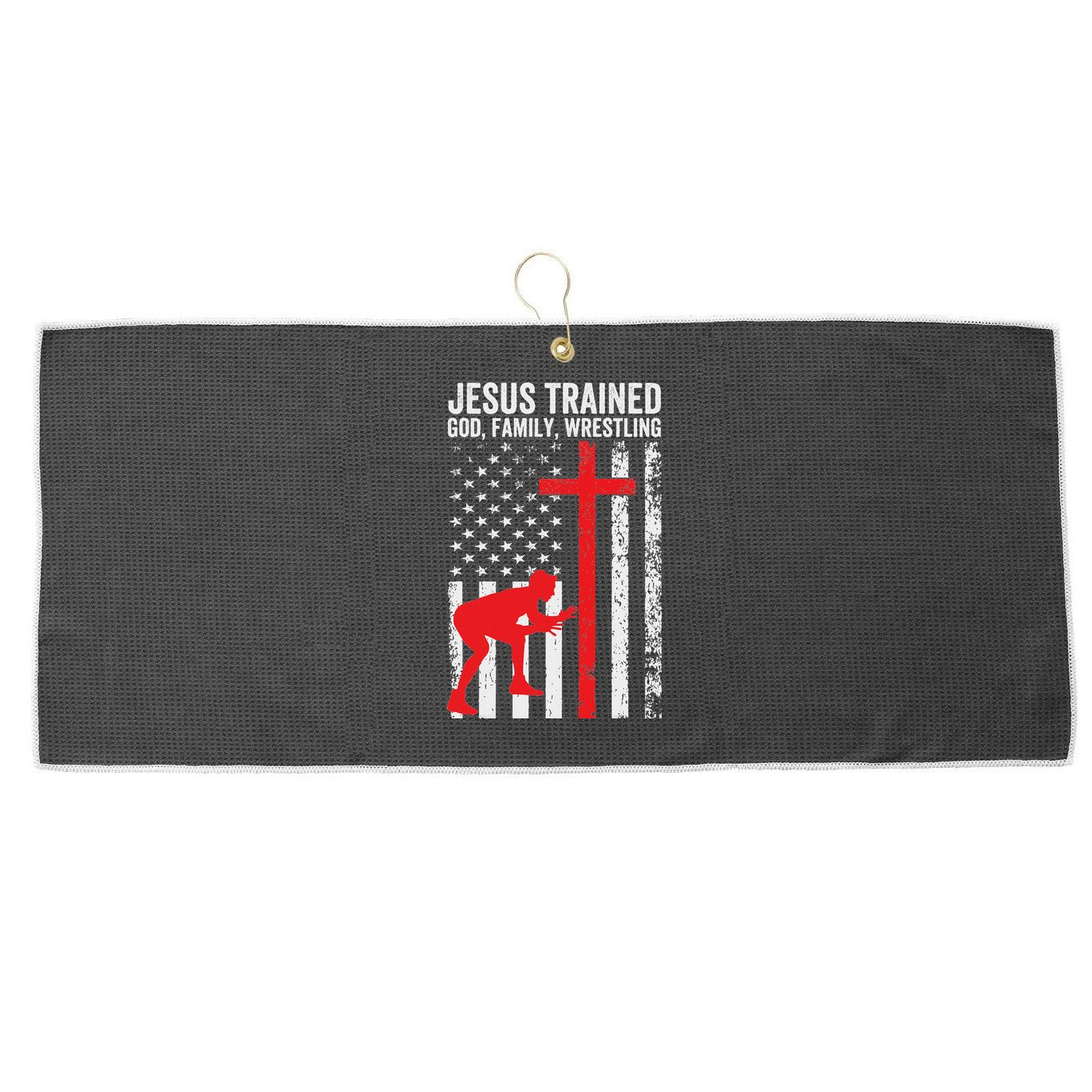 Jesus Trained Christian Wrestler Wrestling Large Microfiber Waffle Golf Towel