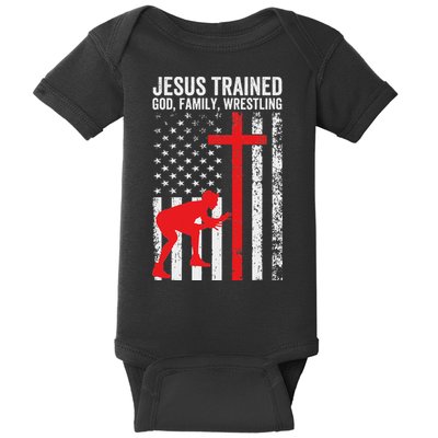 Jesus Trained Christian Wrestler Wrestling Baby Bodysuit