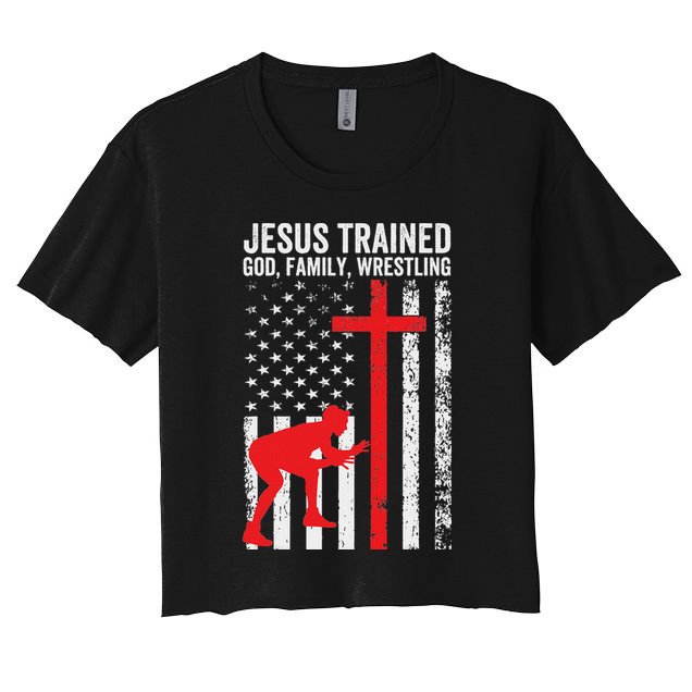 Jesus Trained Christian Wrestler Wrestling Women's Crop Top Tee