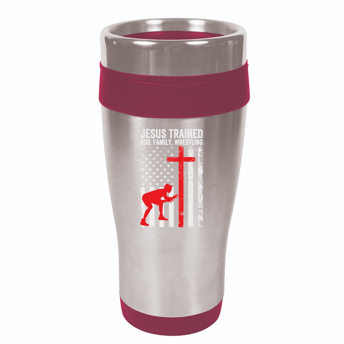 Jesus Trained Christian Wrestler Wrestling 16oz Travel Tumbler