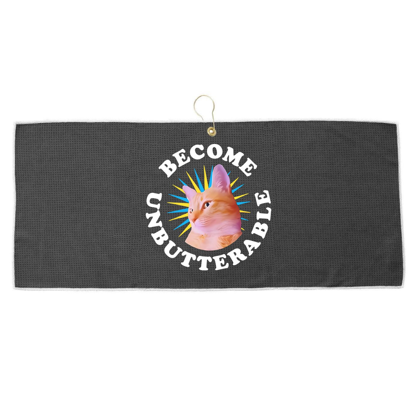 Jorts The Cat – Become Unbutterable Large Microfiber Waffle Golf Towel