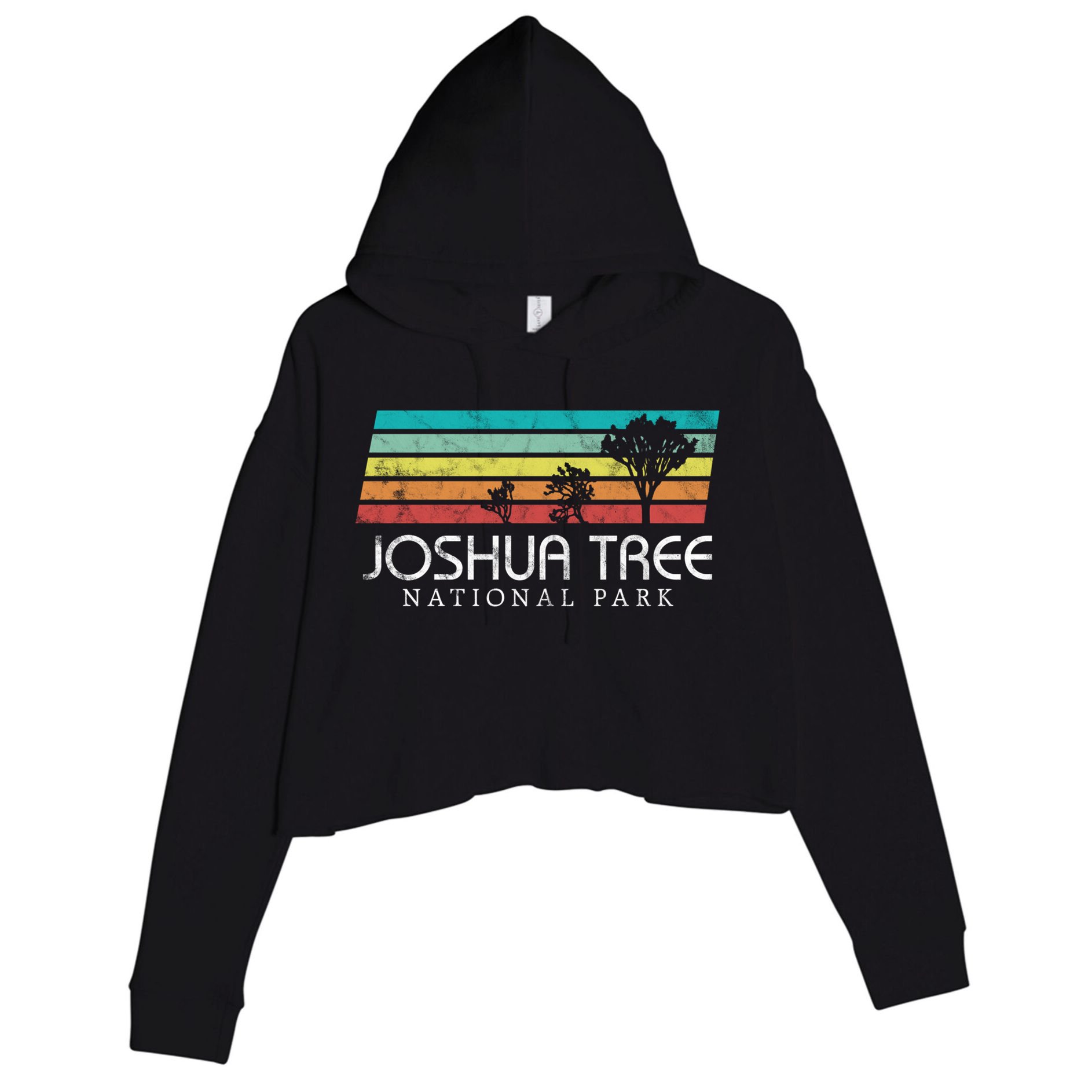 Joshua Tree California Desert Vintage Retro Outdoors Camping Great Gift Crop Fleece Hoodie