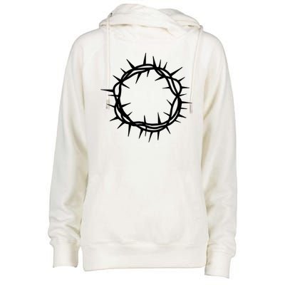 Jesus Thorn Crown Womens Funnel Neck Pullover Hood