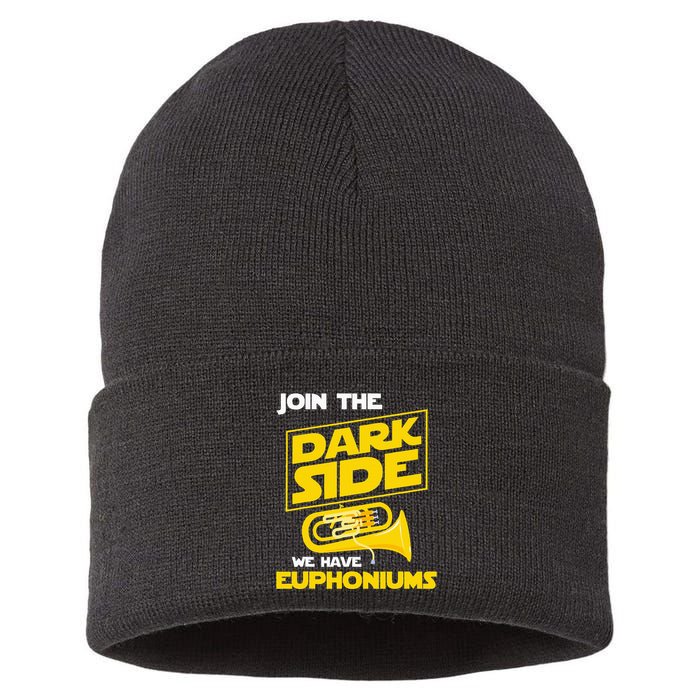 Join The Dark Side We Have Euphoniums Euphoniumist Brass Sustainable Knit Beanie