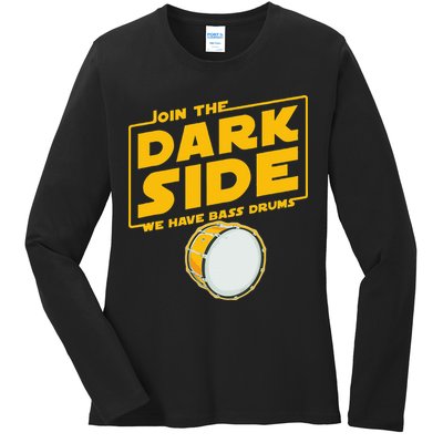 Join The Dark Side Bass Drum Player Ladies Long Sleeve Shirt