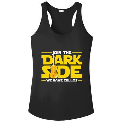 Join The Dark Side We Have Cellos Cellist Orchestra Musician Ladies PosiCharge Competitor Racerback Tank