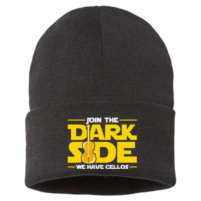 Join The Dark Side We Have Cellos Cellist Orchestra Musician Sustainable Knit Beanie
