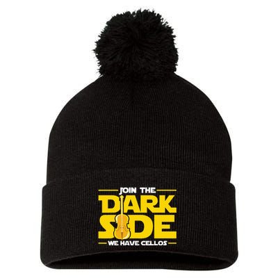 Join The Dark Side We Have Cellos Cellist Orchestra Musician Pom Pom 12in Knit Beanie
