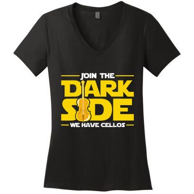 Join The Dark Side We Have Cellos Cellist Orchestra Musician Women's V-Neck T-Shirt