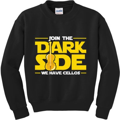 Join The Dark Side We Have Cellos Cellist Orchestra Musician Kids Sweatshirt