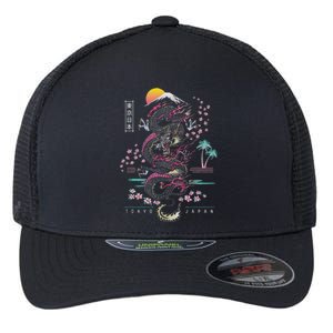 Japanese Tokyo Dragon Asian Inspired Retro 80’S Style Flexfit Unipanel Trucker Cap