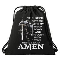 Jesus The Devil Saw Me With My Head Down Drawstring Bag