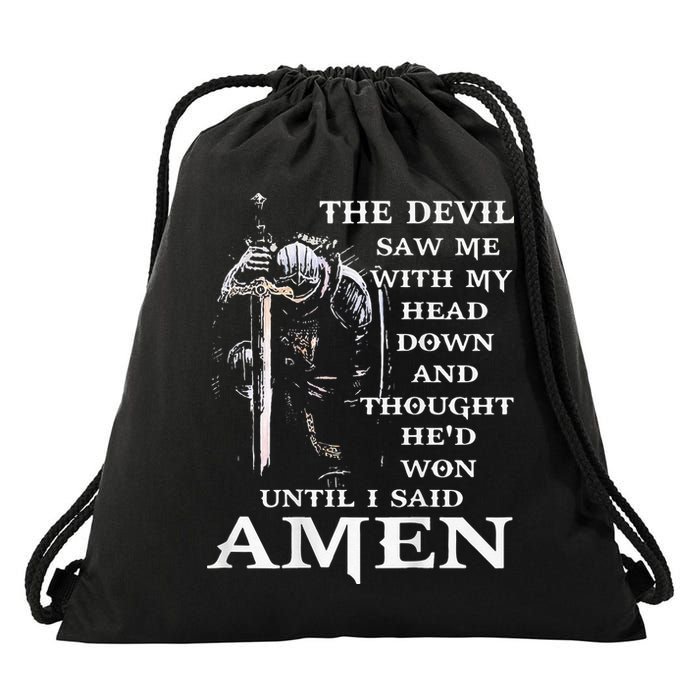 Jesus The Devil Saw Me With My Head Down Drawstring Bag