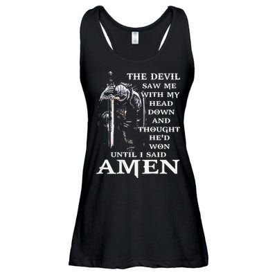Jesus The Devil Saw Me With My Head Down Ladies Essential Flowy Tank