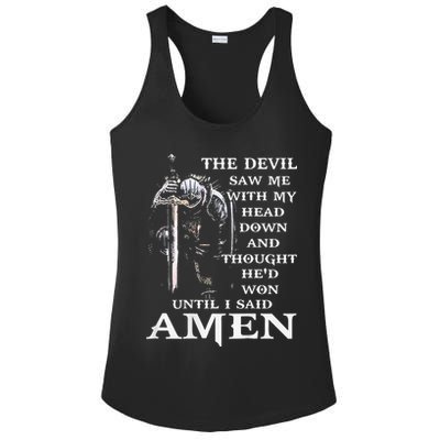 Jesus The Devil Saw Me With My Head Down Ladies PosiCharge Competitor Racerback Tank