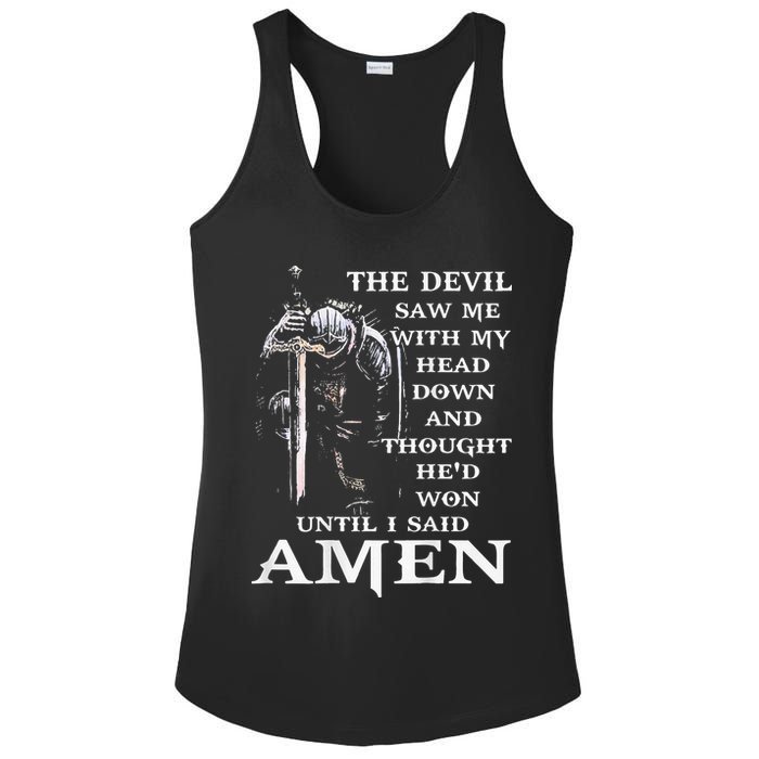 Jesus The Devil Saw Me With My Head Down Ladies PosiCharge Competitor Racerback Tank