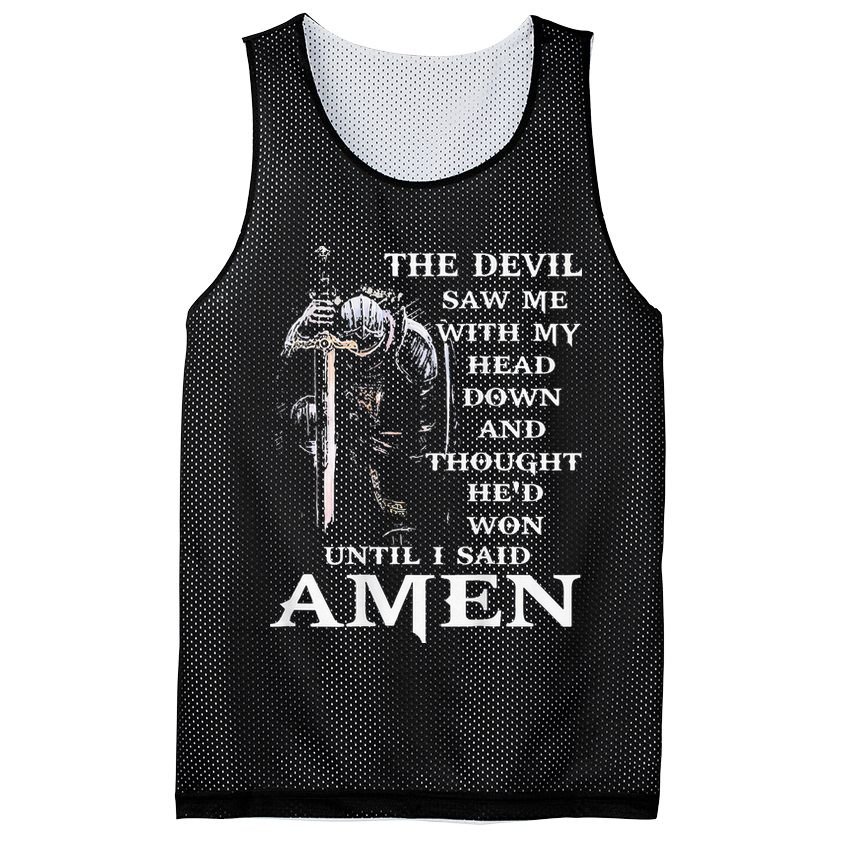 Jesus The Devil Saw Me With My Head Down Mesh Reversible Basketball Jersey Tank