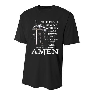 Jesus The Devil Saw Me With My Head Down Youth Performance Sprint T-Shirt