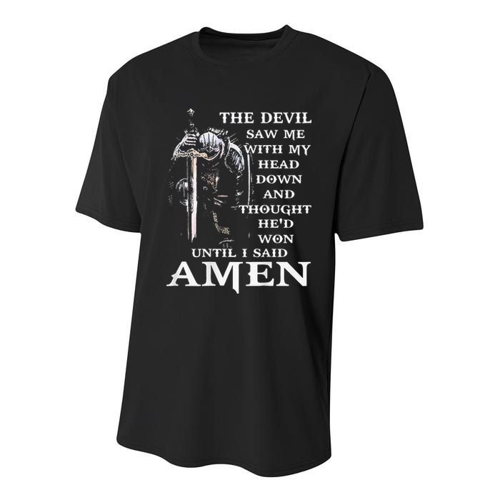 Jesus The Devil Saw Me With My Head Down Youth Performance Sprint T-Shirt