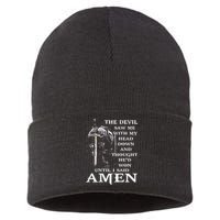 Jesus The Devil Saw Me With My Head Down Sustainable Knit Beanie