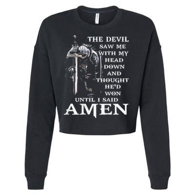 Jesus The Devil Saw Me With My Head Down Cropped Pullover Crew