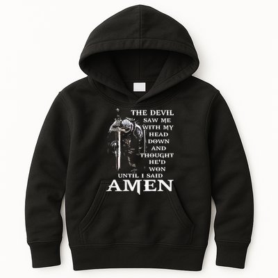 Jesus The Devil Saw Me With My Head Down Kids Hoodie