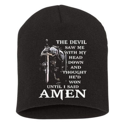Jesus The Devil Saw Me With My Head Down Short Acrylic Beanie