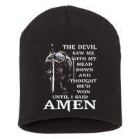 Jesus The Devil Saw Me With My Head Down Short Acrylic Beanie