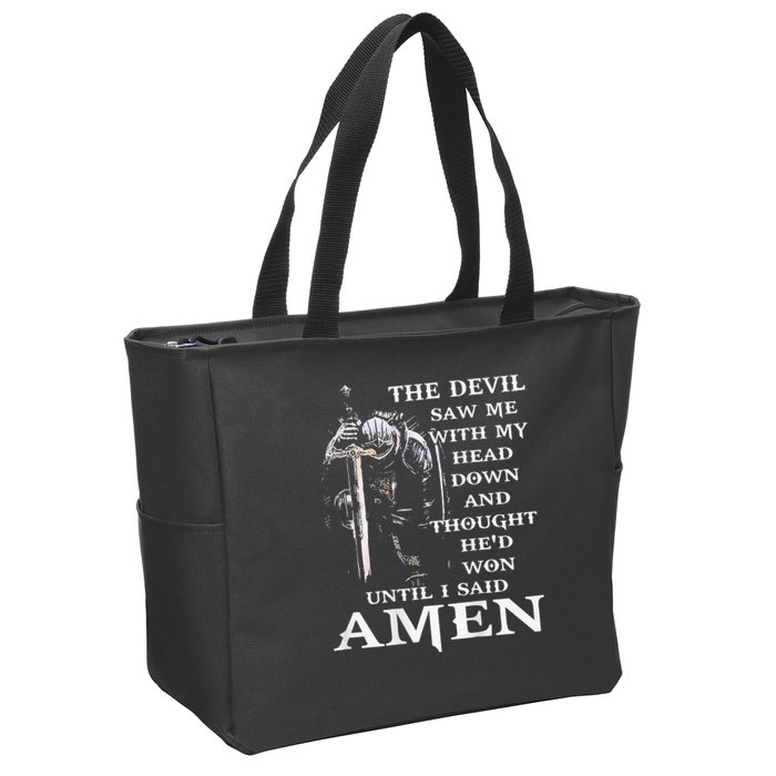 Jesus The Devil Saw Me With My Head Down Zip Tote Bag