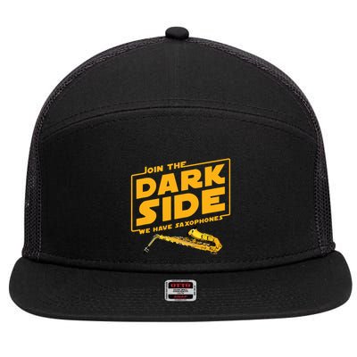 Join The Dark Side Saxophone Player 7 Panel Mesh Trucker Snapback Hat
