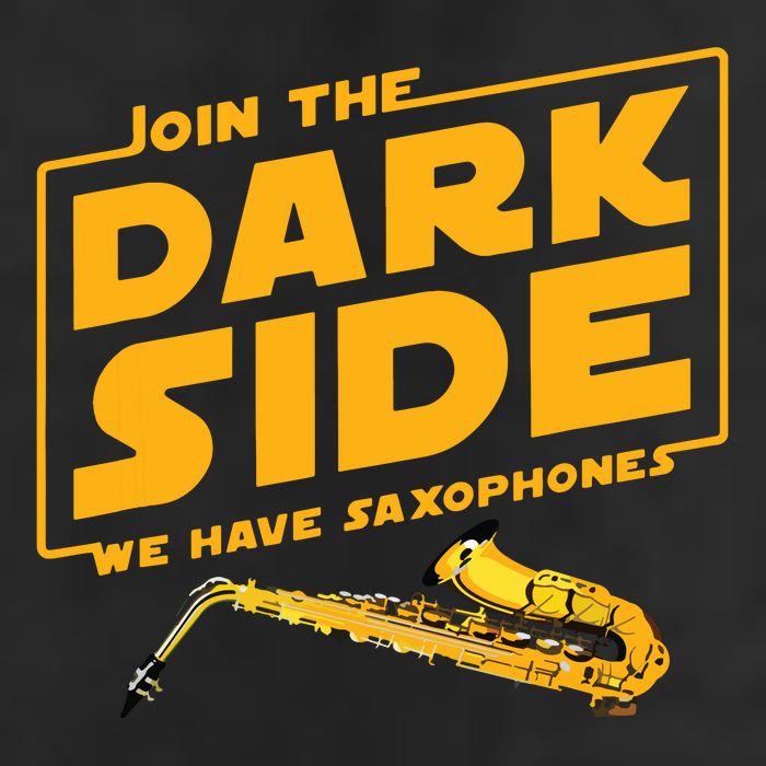 Join The Dark Side Saxophone Player 7 Panel Mesh Trucker Snapback Hat