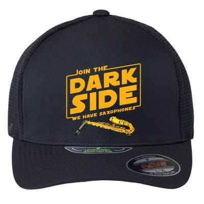 Join The Dark Side Saxophone Player Flexfit Unipanel Trucker Cap