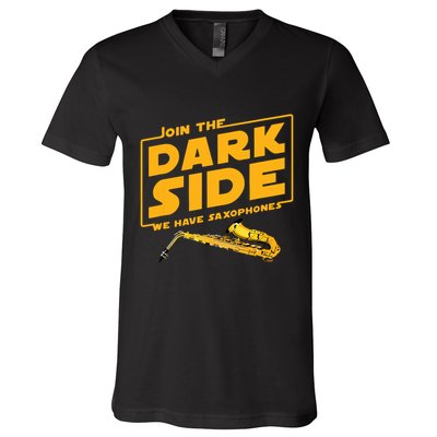 Join The Dark Side Saxophone Player V-Neck T-Shirt