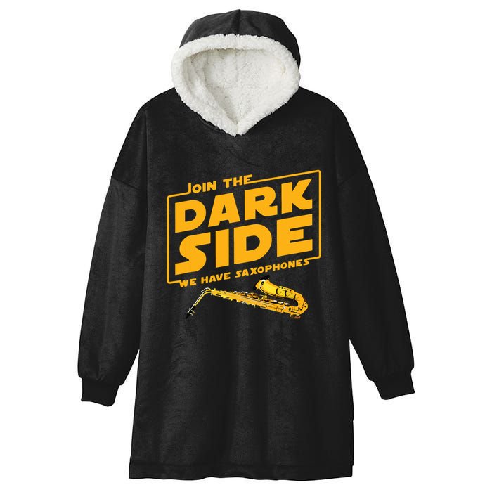 Join The Dark Side Saxophone Player Hooded Wearable Blanket