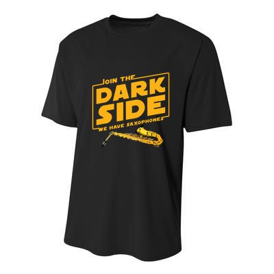 Join The Dark Side Saxophone Player Youth Performance Sprint T-Shirt