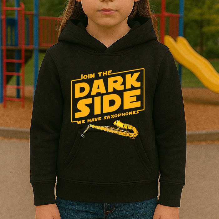 Join The Dark Side Saxophone Player Kids Hoodie