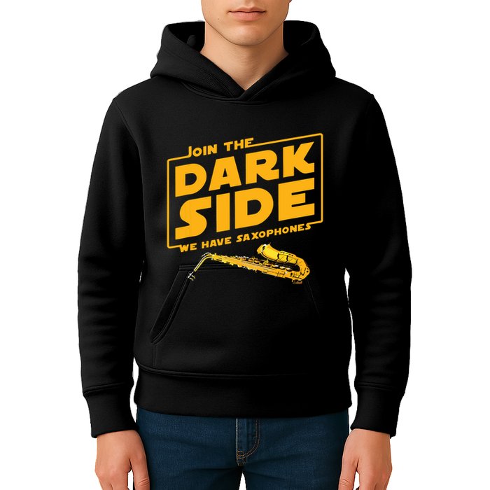 Join The Dark Side Saxophone Player Kids Hoodie