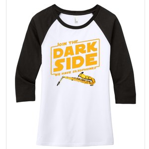 Join The Dark Side Saxophone Player Women's Tri-Blend 3/4-Sleeve Raglan Shirt