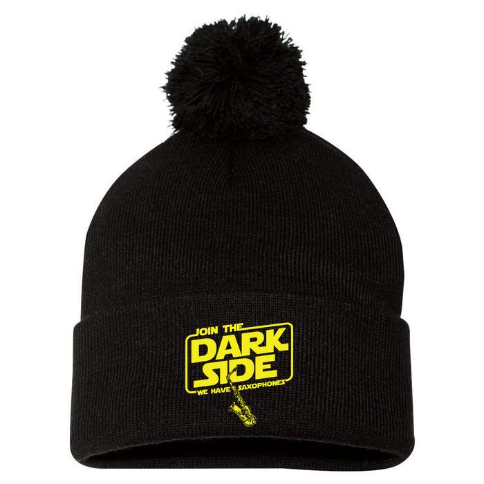 Join The Dark Side We Have Saxophones Saxophonist Jazz Pom Pom 12in Knit Beanie