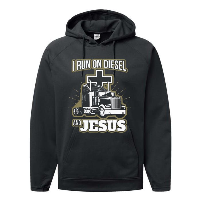 Jesus Truck Driver Christian Trucker Performance Fleece Hoodie