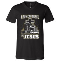 Jesus Truck Driver Christian Trucker V-Neck T-Shirt