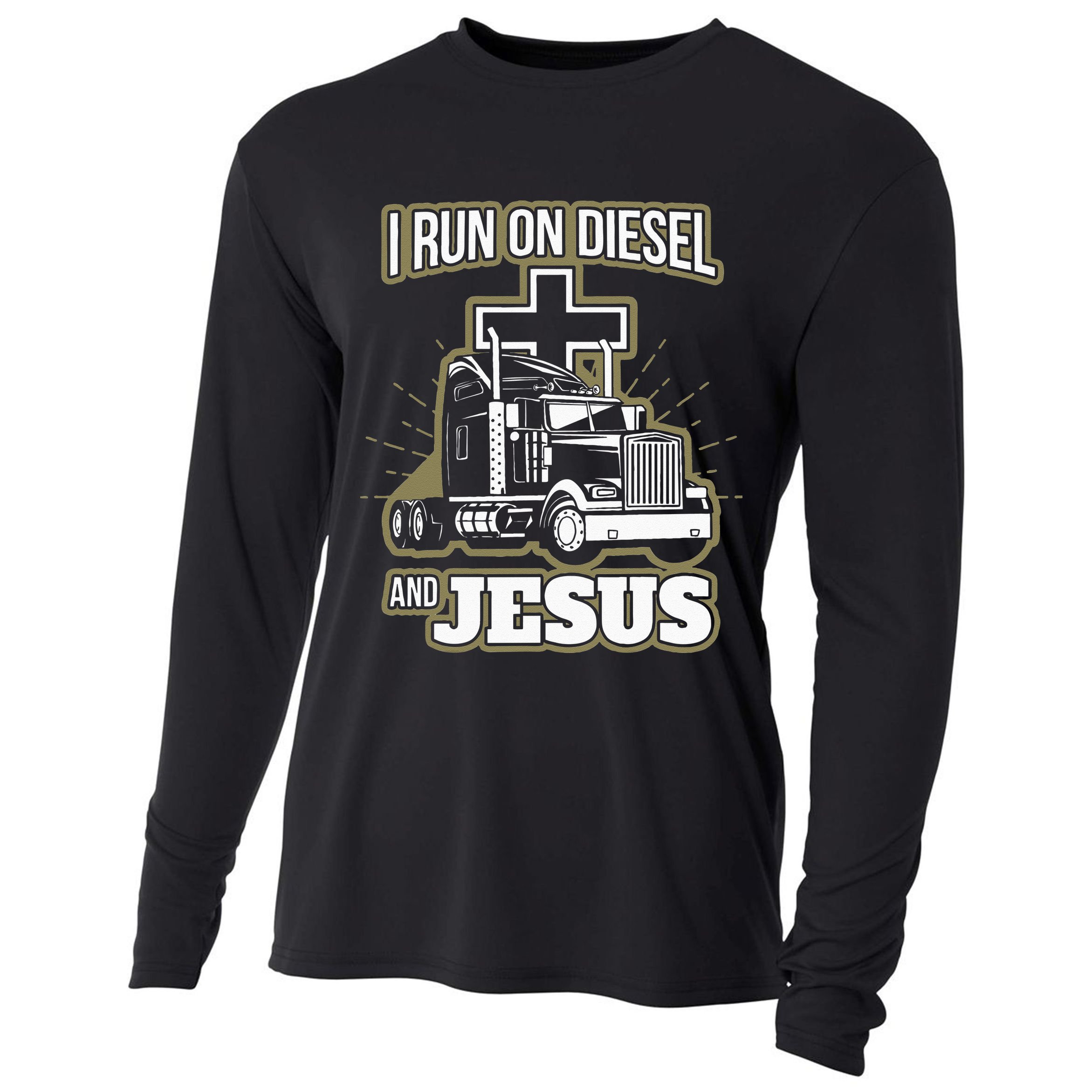 Jesus Truck Driver Christian Trucker Cooling Performance Long Sleeve Crew