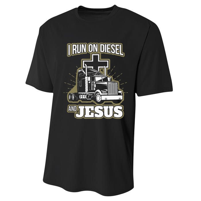 Jesus Truck Driver Christian Trucker Performance Sprint T-Shirt