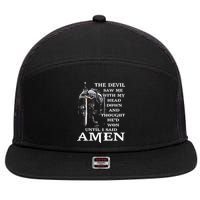Jesus The Devil Saw Me With My Head Down (on back) 7 Panel Mesh Trucker Snapback Hat