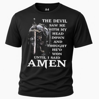 Jesus The Devil Saw Me With My Head Down (on back) Cooling Performance Crew T-Shirt