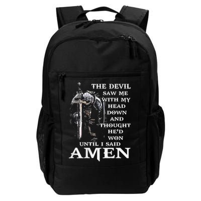 Jesus The Devil Saw Me With My Head Down (on back) Backpack
