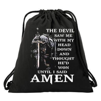 Jesus The Devil Saw Me With My Head Down (on back) Drawstring Bag