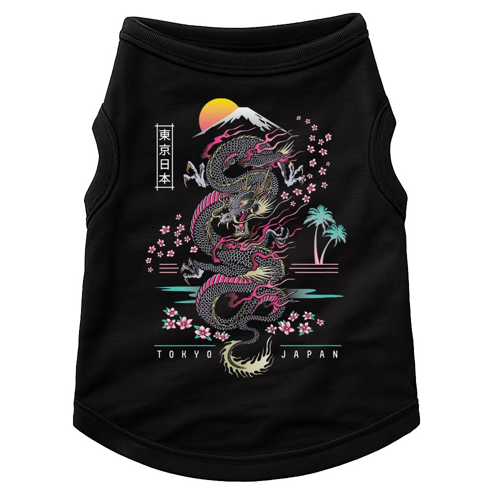 Japanese Tokyo Dragon Asian Inspired Retro 80’S Style Doggie Tank