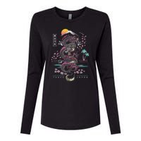 Japanese Tokyo Dragon Asian Inspired Retro 80’S Style Womens Cotton Relaxed Long Sleeve T-Shirt