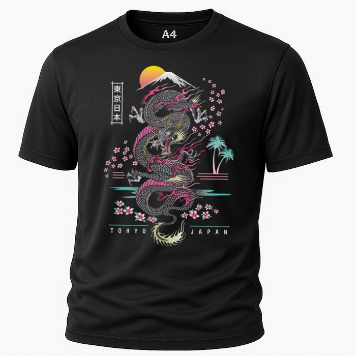Japanese Tokyo Dragon Asian Inspired Retro 80’S Style Cooling Performance Crew T-Shirt